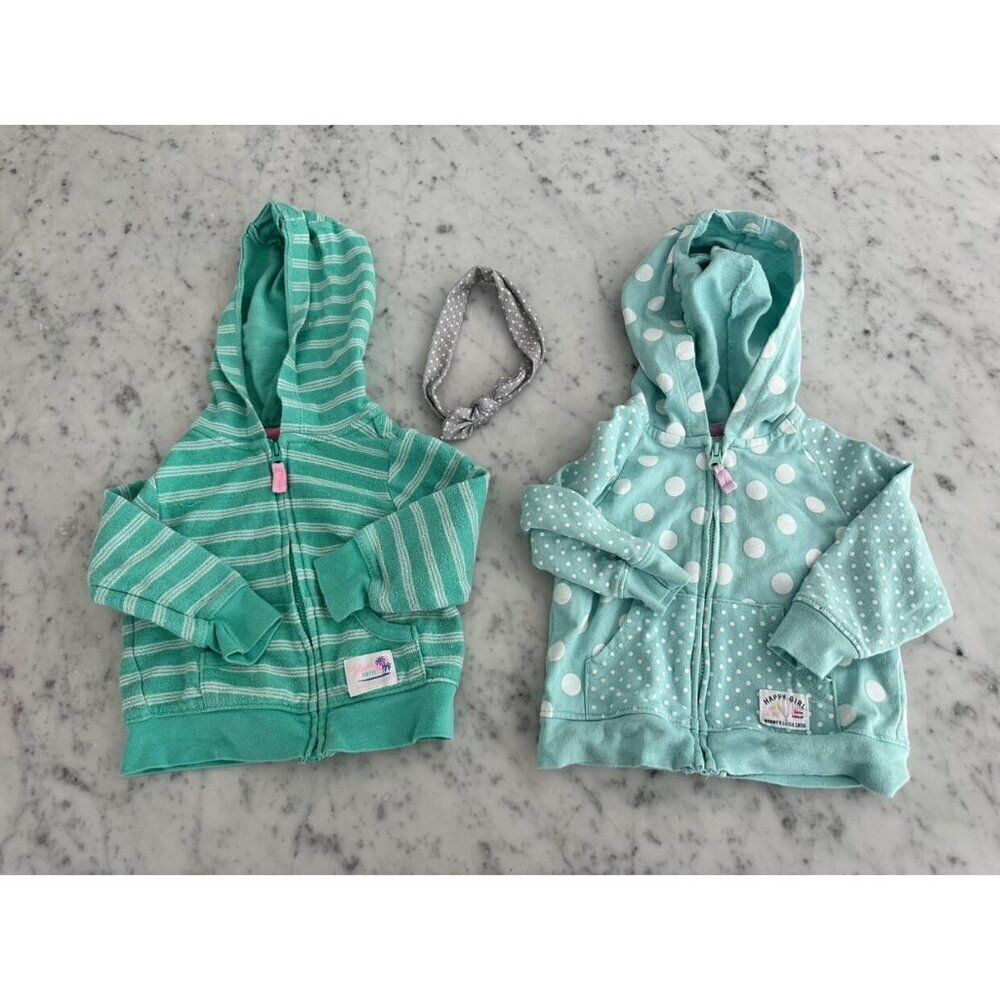 Carter's zipup hoodie jacket sweatshirt Bundle Terry Baby Girl sz 9 months